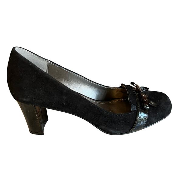 Circa Joan and David Luxe black suede bow detail pumps 8.5 - Picture 1 of 8